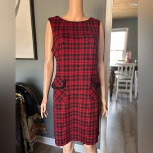 Tommy Hilfiger Red and Black Plaid Midi Dress
